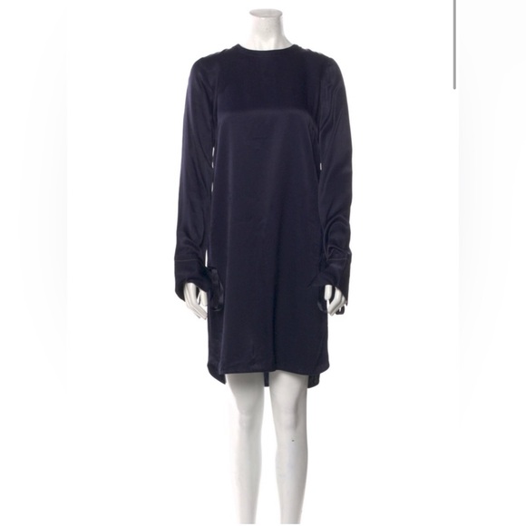 Sandro Paris Midnight Blue Silk Long Sleeve Dress - size 1 or US size 4 - Picture 1 of 15